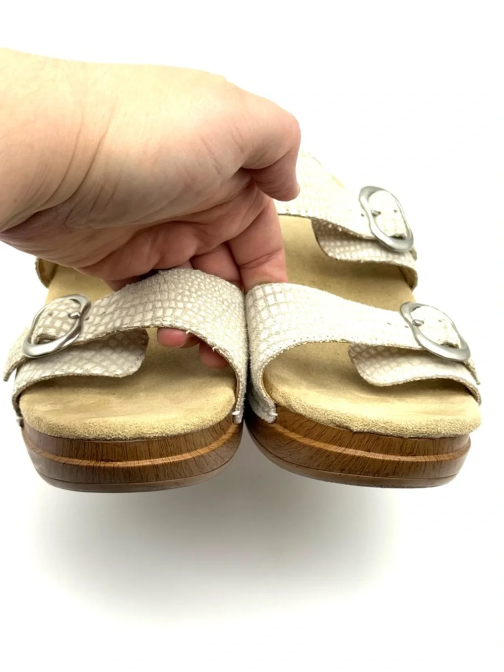 Dansko Sophie Buckle Sandal Clog White Croc EU 39 US 8.5-9